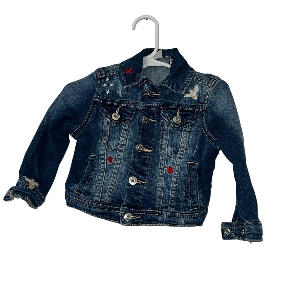 AG Adriano Goldschmied Girls the Ella Jean denim Jacket embroidered sz 24M bee